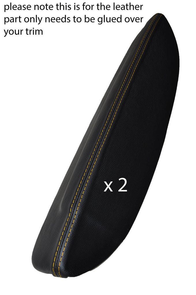 YELLOW STITCH 2X REAR DOOR LONG ARMREST SKIN COVERS FITS AUDI A3 8P S3 03-12 3DR