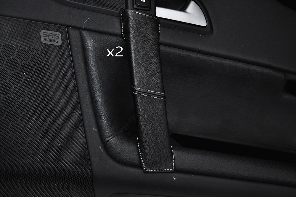 GREY STITCH 2X FRONT DOOR HANDLE LEATHER COVERS FITS VOLVO C70 2006-2014