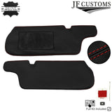 DARK RED CROSS STITCH LEATHER 2X SUN VISOR COVERS FITS DATSUN 280ZX 1979-1983