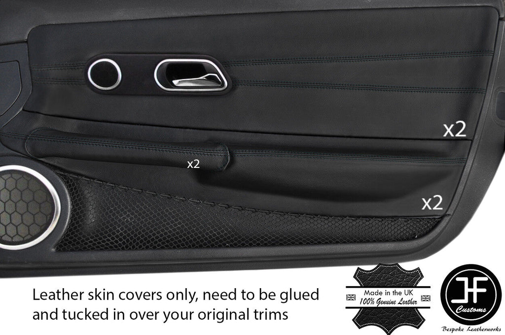 BLACK STITCH 2X FULL DOOR CARD TRIM LEATHER COVERS FOR CHRYSLER CROSSFIRE 03-08