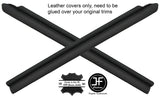 BLACK STITCH 2X FRONT DOOR INNER SILL LTHR COVER FOR VW GOLF MK2 JETTA 4 DOOR