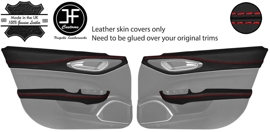 RED STITCH FRONT DOOR CARD NAPPA LTHR COVERS FOR ALFA ROMEO GIULIA 15-20 JF1