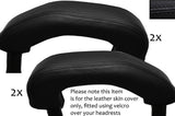 BLACK STITCH 2X REAR HEADREST SKIN COVERS FITS RENAULT MEGANE CONVERTIBLE 02-08
