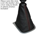 RED  STITCHING LEATHER GEAR GAITER FITS RENAULT MEGANE MK3 MKIII 2008-2013