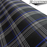 R BLUE STITCH TARTAN D GREY LUXE SUEDE HEADLINER COVER FOR VW GOLF MK7 13-19 3DR