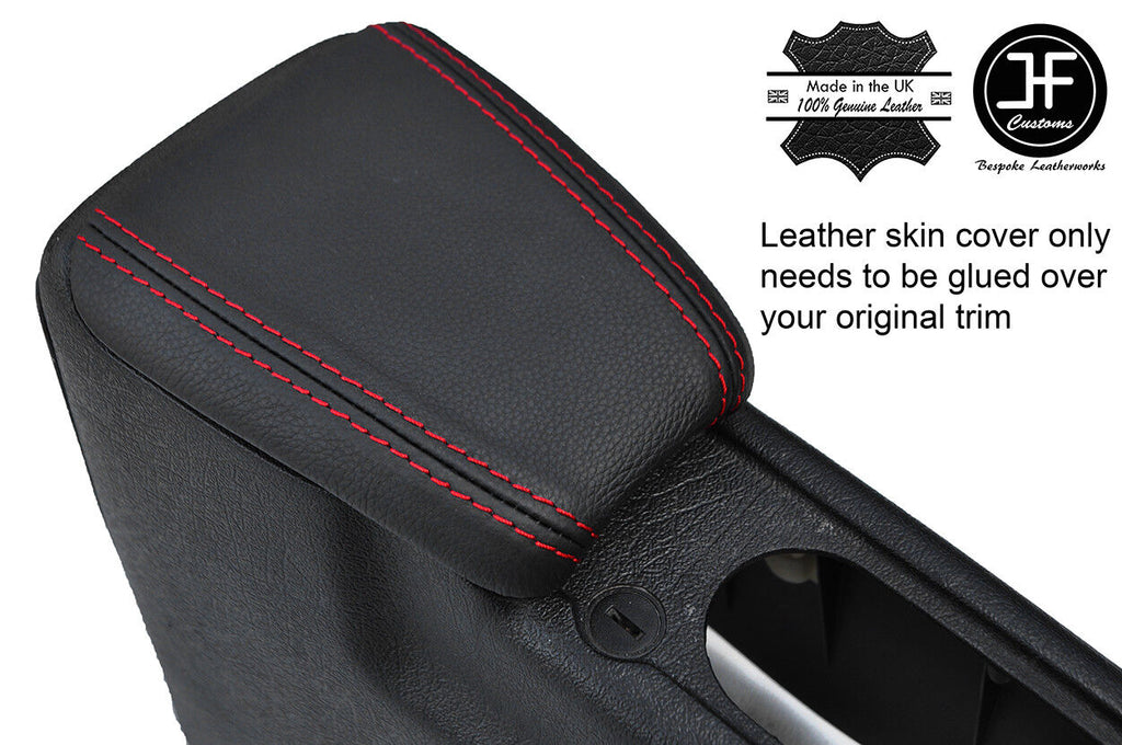 RED STITCHING REAL LEATHER ARMREST COVER FITS VW GOLF MK3 VENTO JETTA 1991-98