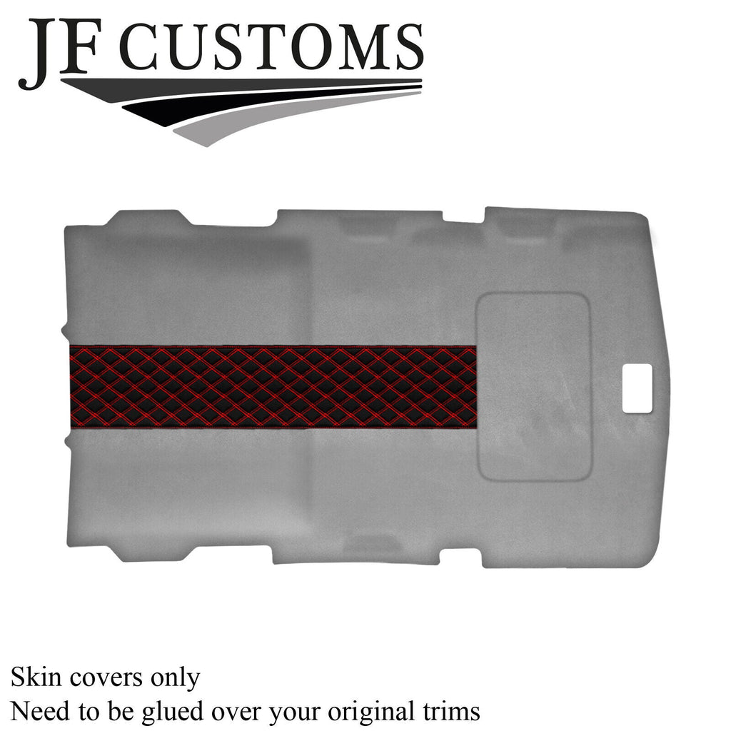 RED STITCH L GREY SUEDE SUNROOF HEADLINER COVER FITS HUMMER H2 02-09 STYLE 3