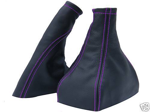FITS CORSA C GAITERS SET GENUINE LEATHER PURPLE STITCH 00-06 CUSTOM NEW
