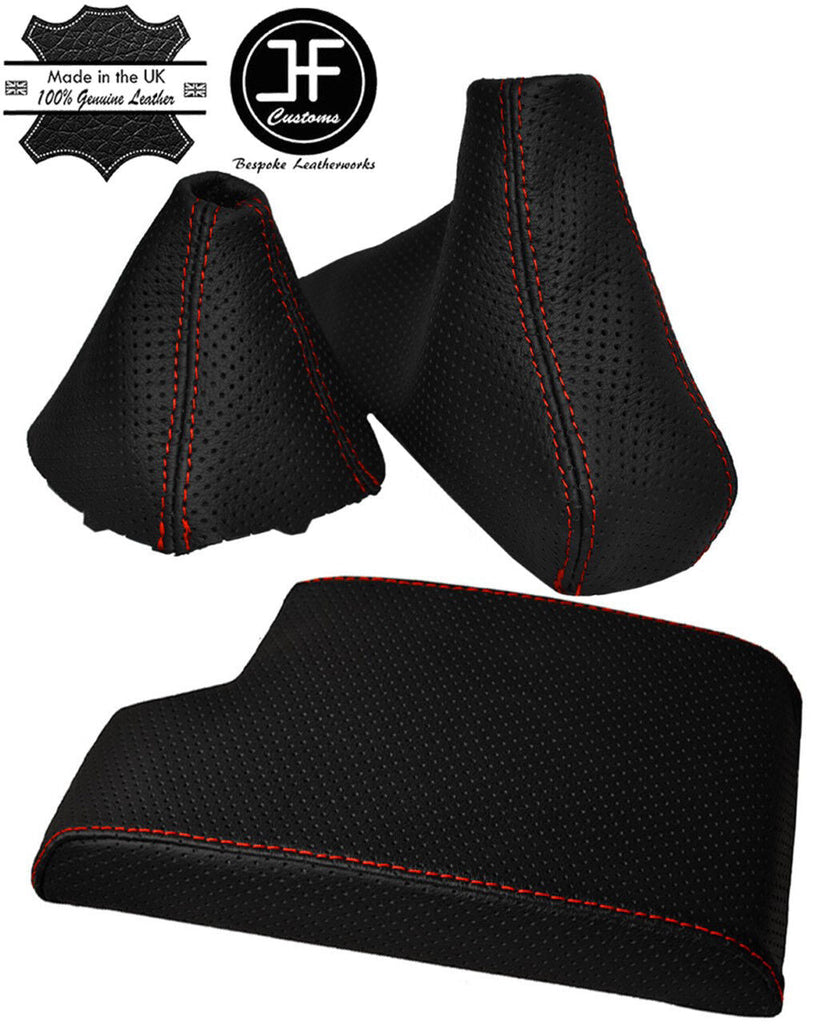 RED STITCH ARMREST COVER+GAITERS PERFORATED LEATHER FOR BMW E90 E91 E92 E93