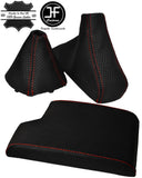 RED STITCH ARMREST COVER+GAITERS PERFORATED LEATHER FOR BMW E90 E91 E92 E93