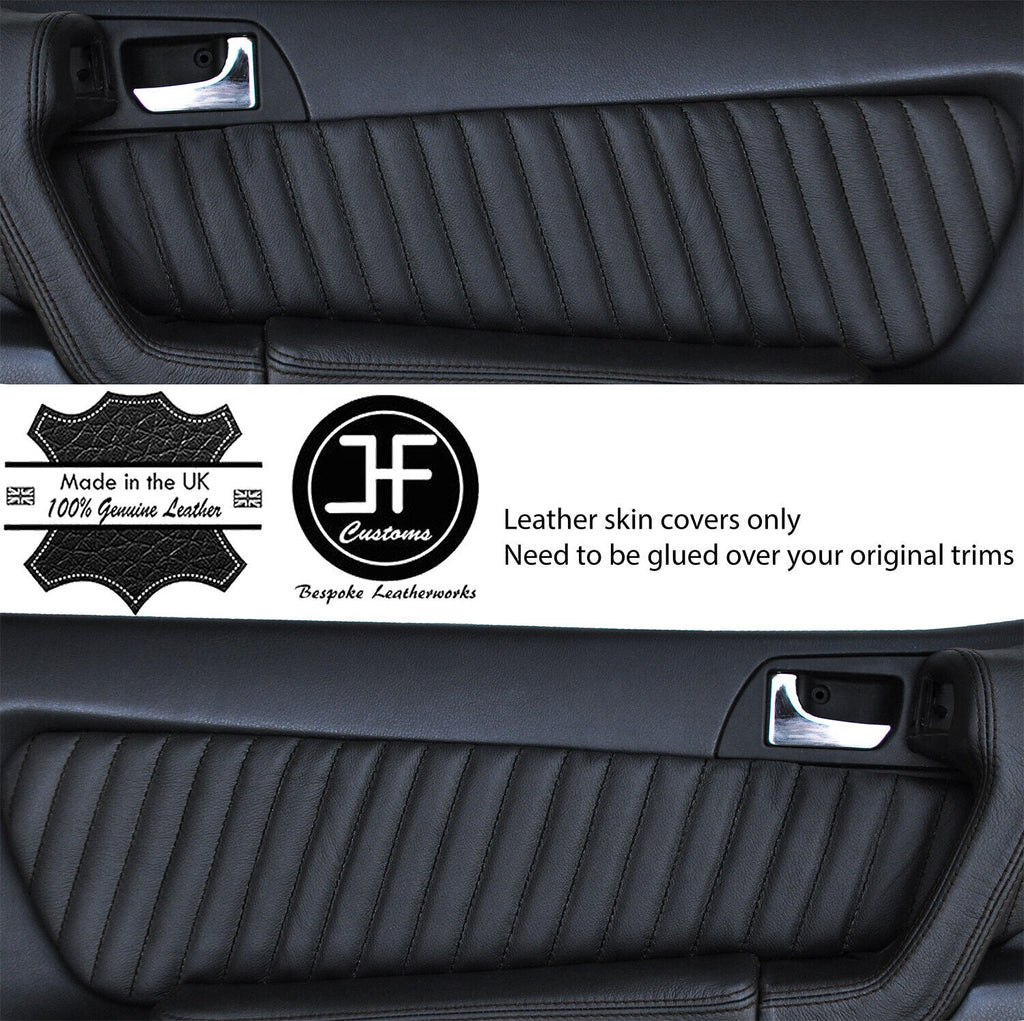 BLACK STITCH 2X DOOR CARD TRIM LEATHER COVERS FOR ALFA ROMEO GTV 916 STYLE 2