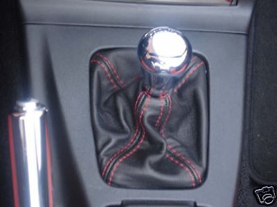 FITS MAZDA MX5 MK1 BLACK LEATHER GEAR GAITER RED STITCHING CUSTOM NEW MADE IN UK