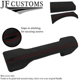 RED STITCH 3X DASH TRIM DARK GREY SUEDE COVERS FOR LAND ROVER DEFENDER 07-16