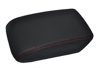 FITS AUDI A4 08+ BLACK LEATHER ARMREST COVER red st CUSTOM NEW MADE IN UK
