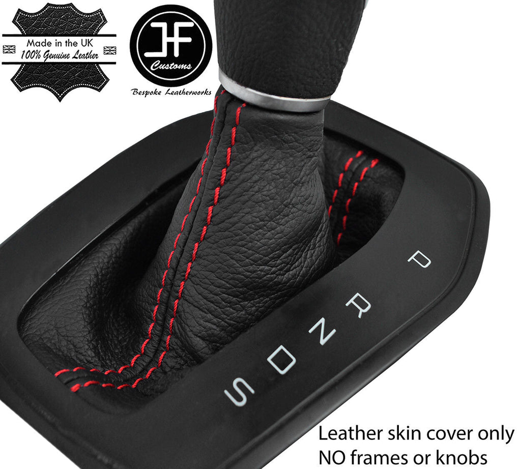 RED  STITCH TOP GRAIN LEATHER AUTOMATIC GEAR GAITER FOR FORD FIESTA MK9 13-18