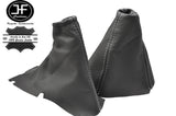 WHITE STITCH FITS VOLVO V70 2001-2007 DARK GREY LEATHER GEAR HANDBRAKE GAITER