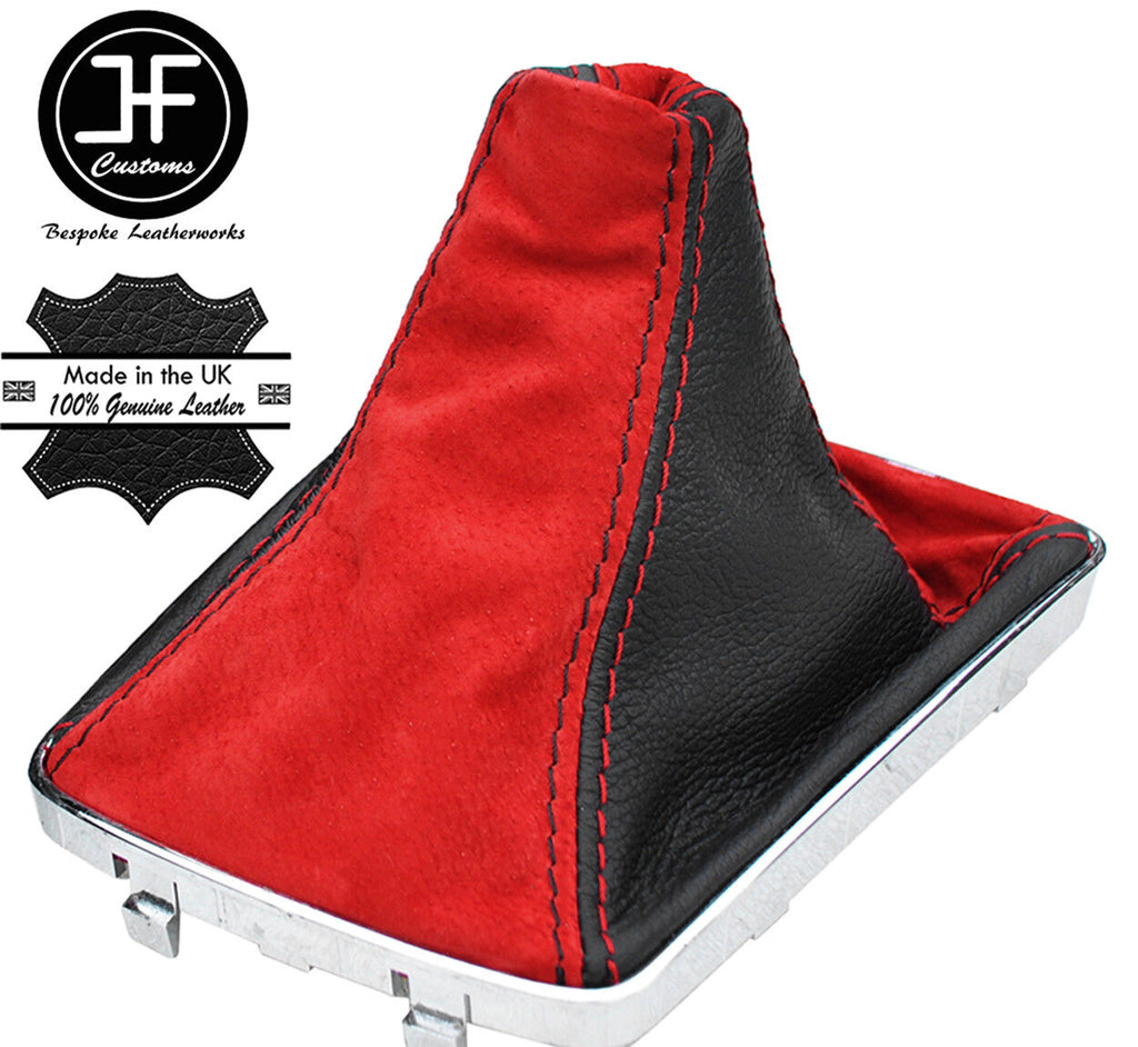 BLACK LEATHER & RED SUEDE GEAR GAITER FOR VAUXHALL OPEL ASTRA MK5 H 2005-2010