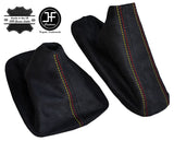 BLACK SUEDE FOR BMW E90 91 92 93 MANUAL GEAR HANDBRAKE SET GERMAN FLAG STITCH