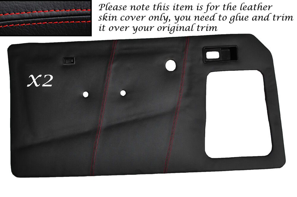RED STITCH 2X FRONT DOOR CARDS LEATHER COVERS FITS TALBOT SUNBEAM & LOTUS TI