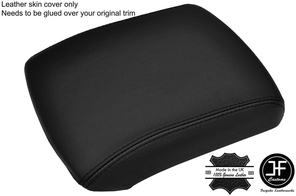 BLACK & BLACK TOP GRAIN LEATHER ARMREST COVER FITS NISSAN NAVARA D40 2005-2015