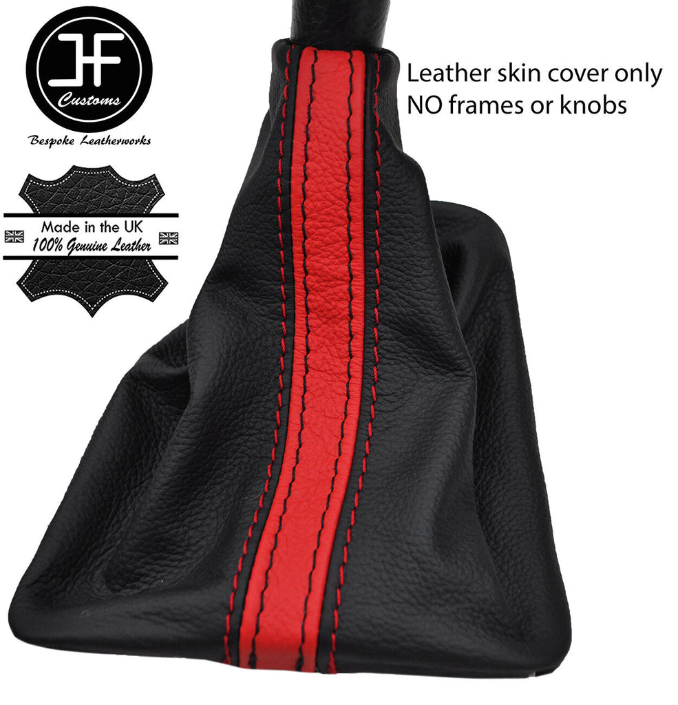 BLACK & RED STRIPE REAL LEATHER MANUAL GEAR GAITER FITS RENAULT LAGUNA 01-07