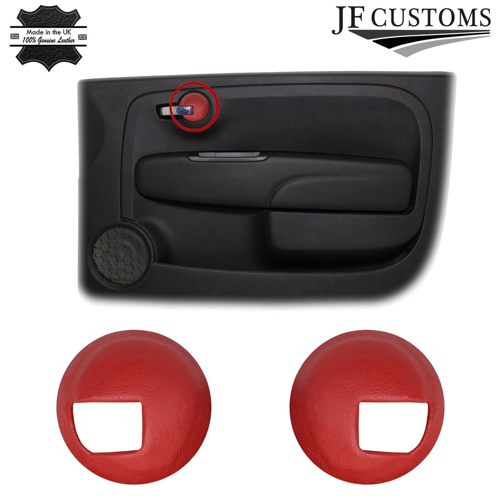 DARK RED LEATHER 2X DOOR HANDLE TRIM COVERS+FRAMES FITS FIAT 500 07-16