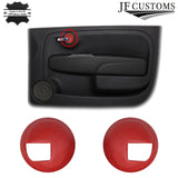 DARK RED LEATHER 2X DOOR HANDLE TRIM COVERS+FRAMES FITS FIAT 500 07-16