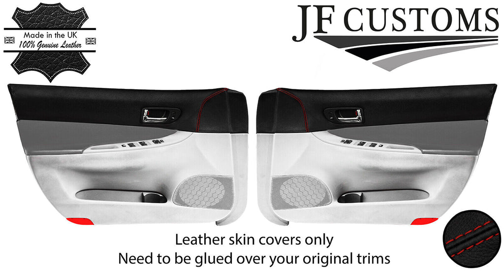 D RED STITCH ITALIAN LEATHER 2X FRONT DOOR CAPPINGS COVERS FOR MAZDA 6 02-05