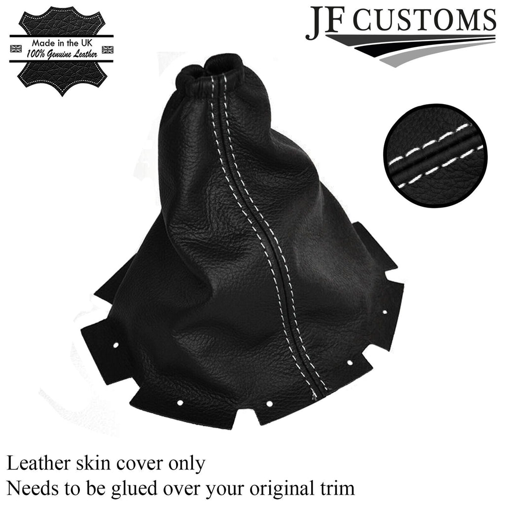 WHITE STITCHING FITS NISSAN JUKE 2010-2018 REAL LEATHER GEAR GAITER COVER