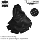 WHITE STITCHING FITS NISSAN JUKE 2010-2018 REAL LEATHER GEAR GAITER COVER