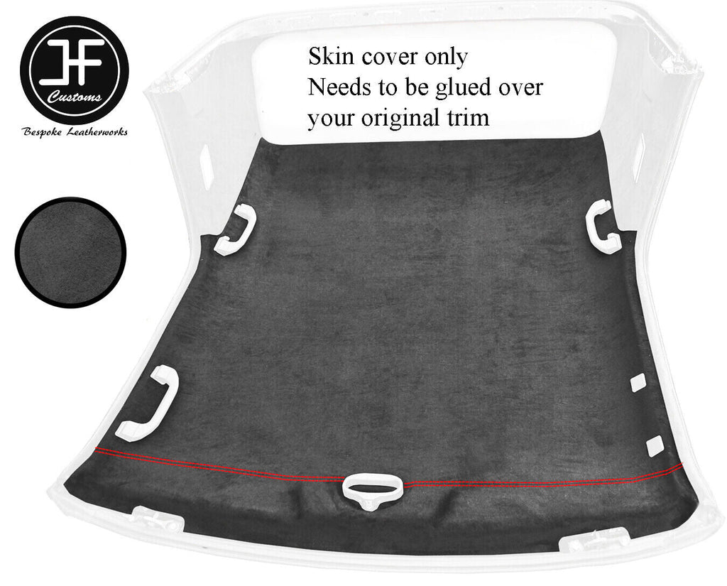 RED STITCH CABRIO HARDTOP ROOF HEADLINING DARK GREY LUXE COVER FOR BMW E36