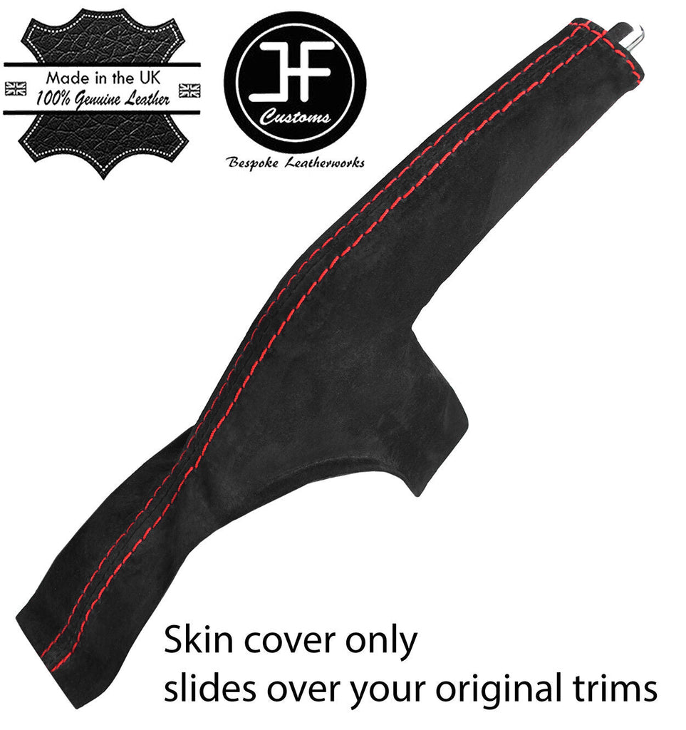 RED STITCHING REAL SUEDE HANDBRAKE GAITER FITS NISSAN MICRA K14 2017-2019
