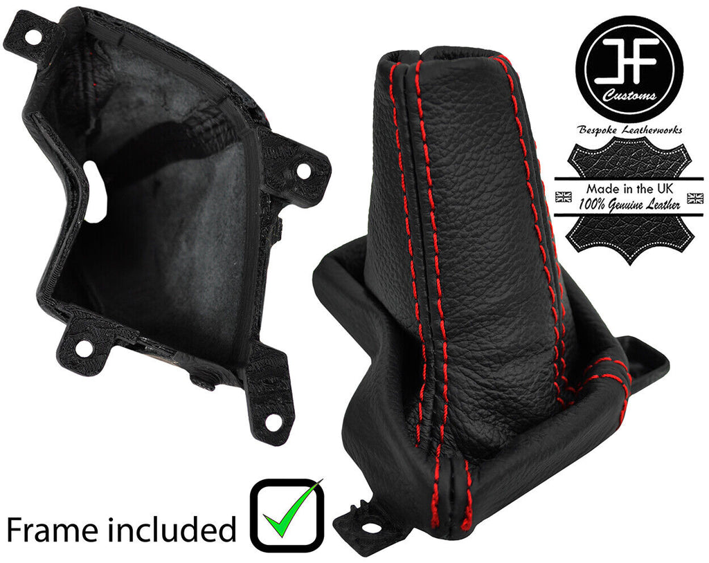 RED  STITCH LEATHER AUTOMATIC GEAR GAITER+PLASTIC FRAME FOR INFINITI Q60 17-19