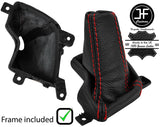 RED  STITCH LEATHER AUTOMATIC GEAR GAITER+PLASTIC FRAME FOR INFINITI Q60 17-19