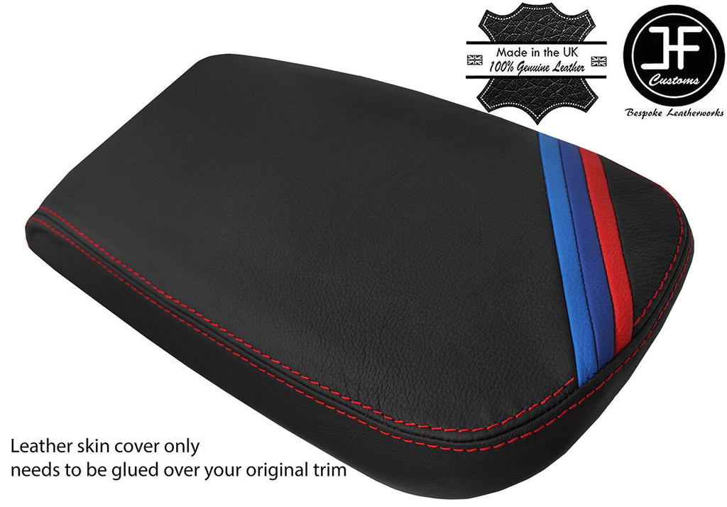 RED STITCH TRI STRIPES REAL LEATHER ARMREST LID COVER FITS BMW X3 F25 2011-2018