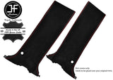 RED STITCHING 2X MID LOWER B PILLAR REAL SUEDE COVERS FOR NAVARA D40 06-14