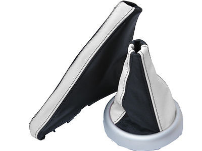 FITS MINI COOPER BMW GEAR HANDBRAKE GAITER WHITE & BLACK CUSTOM NEW MADE IN UK