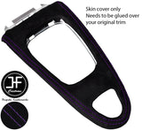 PURPLE STITCH AUTOMATIC GEAR SURROUND SUEDE COVER  FOR SAAB 93 9-3 2003-2012