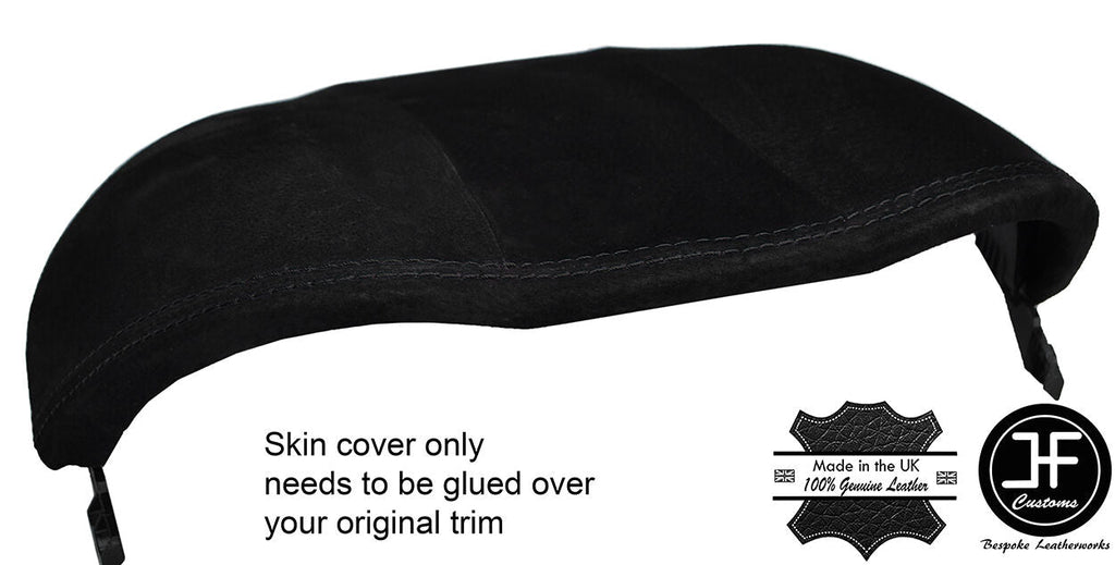 BLACK STITCHING BINNACLE SPEEDO HOOD REAL SUEDE COVER FITS JAGUAR F TYPE 12-17