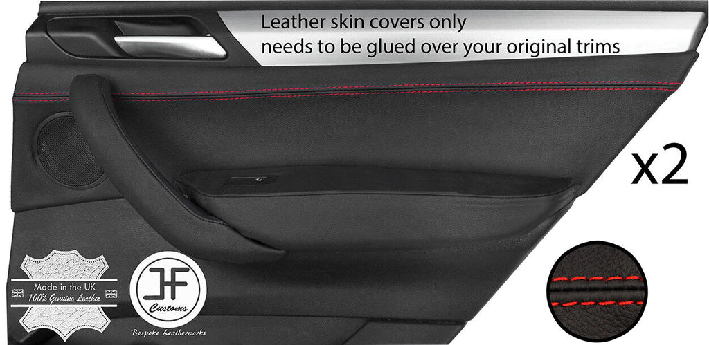 RED STITCH 2X REAR DOOR CARD TRIM LEATHER COVERS FOR BMW X4 F26 2014-2018