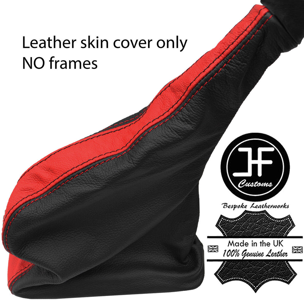 BLACK RED STRIPE TOP GRAIN LEATHER HANDBRAKE GAITER FOR RENAULT TRAFIC 01-14