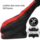 BLACK RED STRIPE TOP GRAIN LEATHER HANDBRAKE GAITER FOR RENAULT TRAFIC 01-14