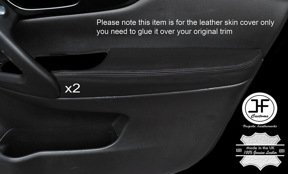 BLACK STITCH 2X FRONT DOOR ARMREST LEATHER COVERS FITS NISSAN QASHQAI J11 13-16