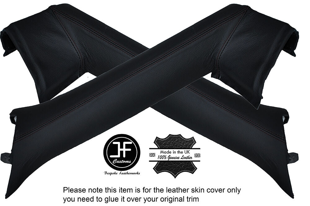 BLACK STITCH 2X A POST PILLAR LEATHER COVERS FITS BMW Z4 E85 ROADSTER 2003-2009