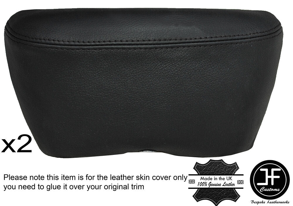 BLACK STICH 2X FRONT DOOR ARMREST LTHR COVERS FITS ROLLS ROYCE SILVER SHADOW II