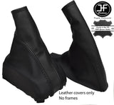 BLACK LEATHER FOR VAUXHALL OPEL CORSA B 93-2000 GEAR HANDBRAKE GAITER SET