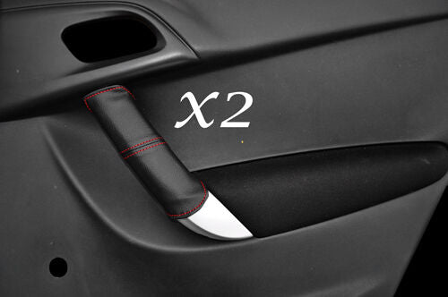 RED STITCH 2X FRONT DOOR HANDLE LEATHER SKIN COVERS FITS CITROEN C3 2009-2014