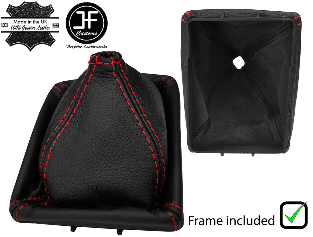 RED STITCH LEATHER MANUAL GEAR GAITER+PLASTIC FRAME FITS JEEP WRANGLER 97-04