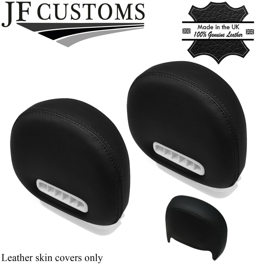 BLACK STITCH 2X HEADREST REAL LEATHER COVERS FITS MERCEDES SLK R171 04-11