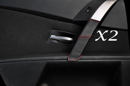 RED STITCHING FITS BMW 5 SERIES E60 E61 03-06 2X REAR DOOR HANDLE LEATHER COVERS